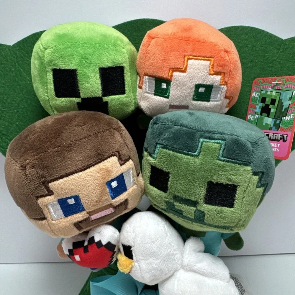 Ruz Minecraft 5pc Plush Bouquet Valentine Day Creeper Steve‎ Zombie Chicken Alex